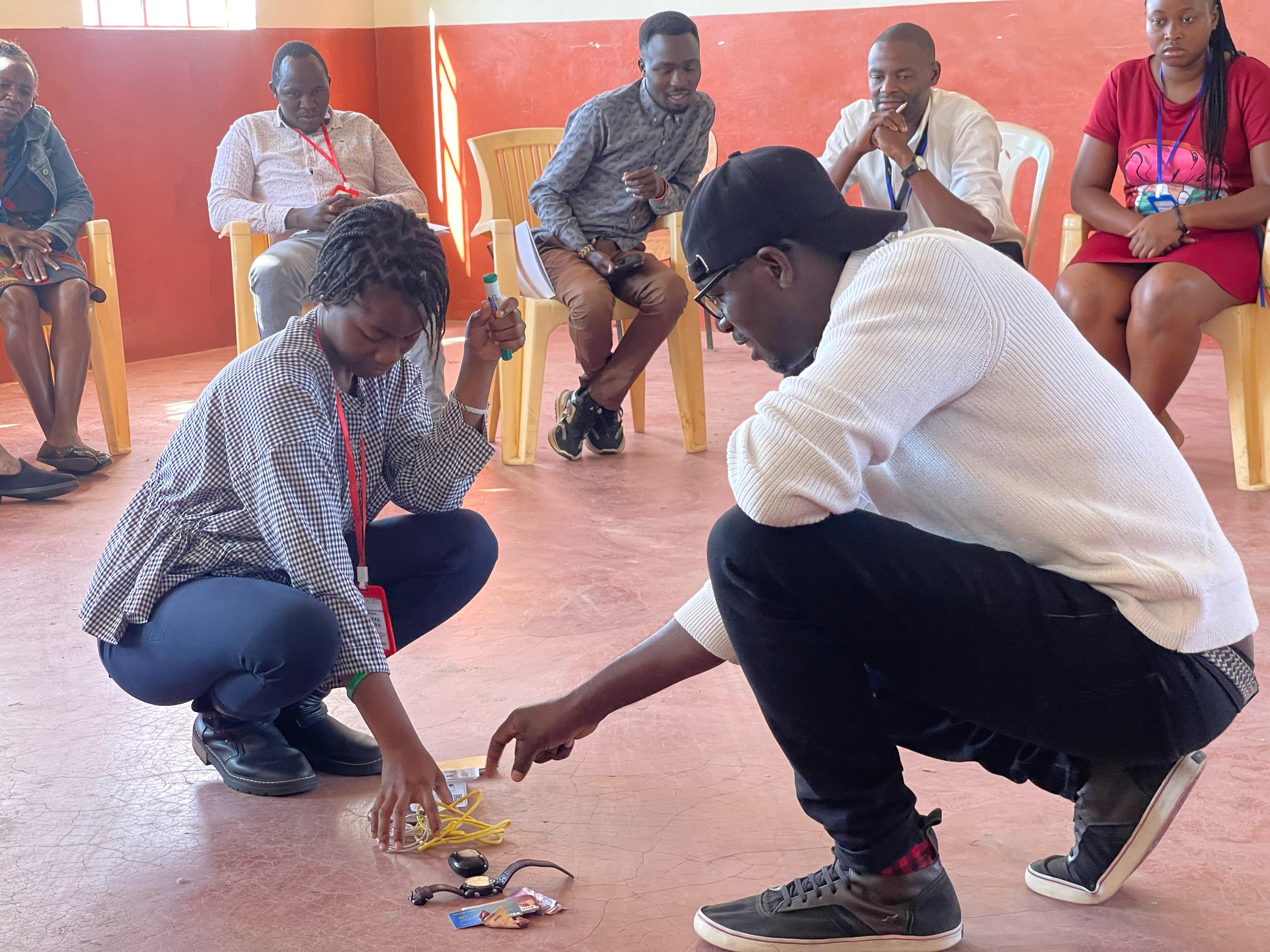 Students engaging in a dialogue exercise